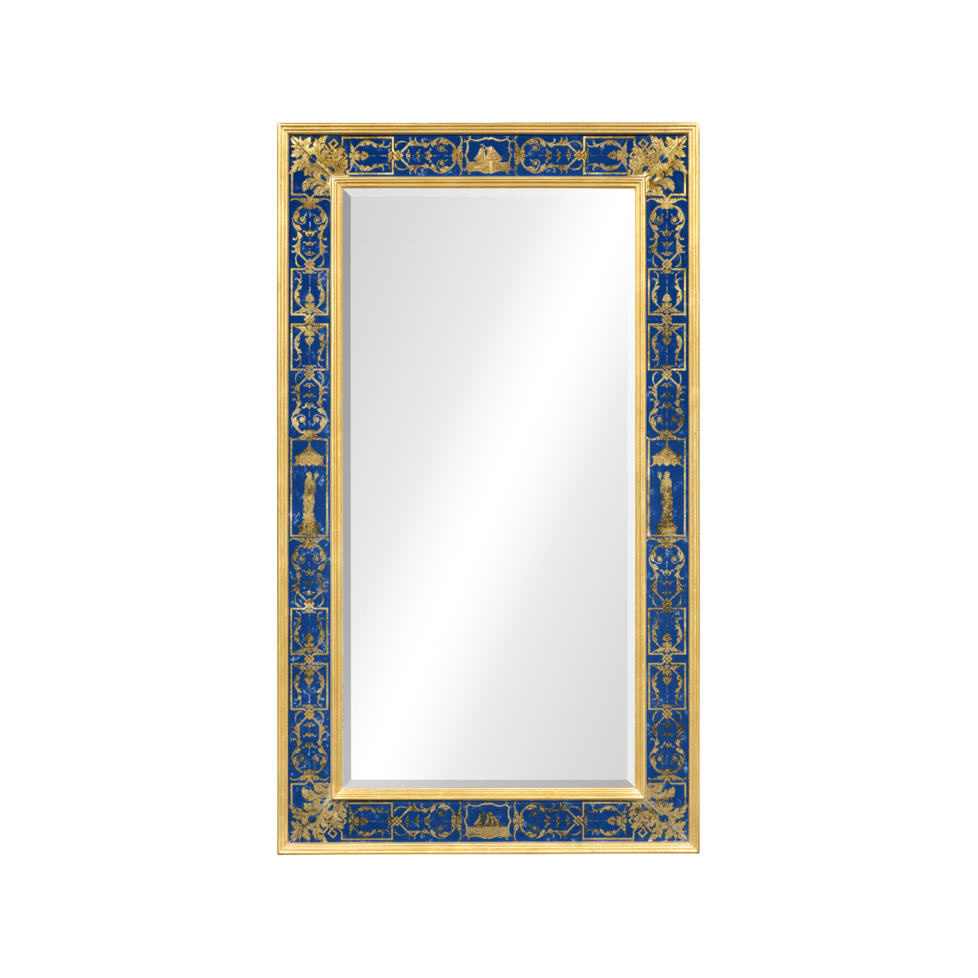 Rectangular Plain Mirror with Gilt Renaissance Decoration (Azure)