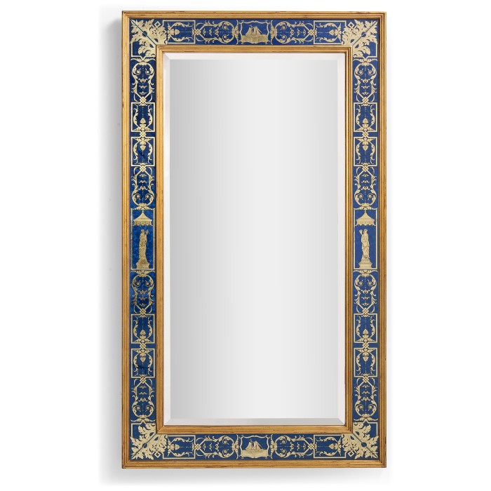 Rectangular Plain Mirror with Gilt Renaissance Decoration (Azure)