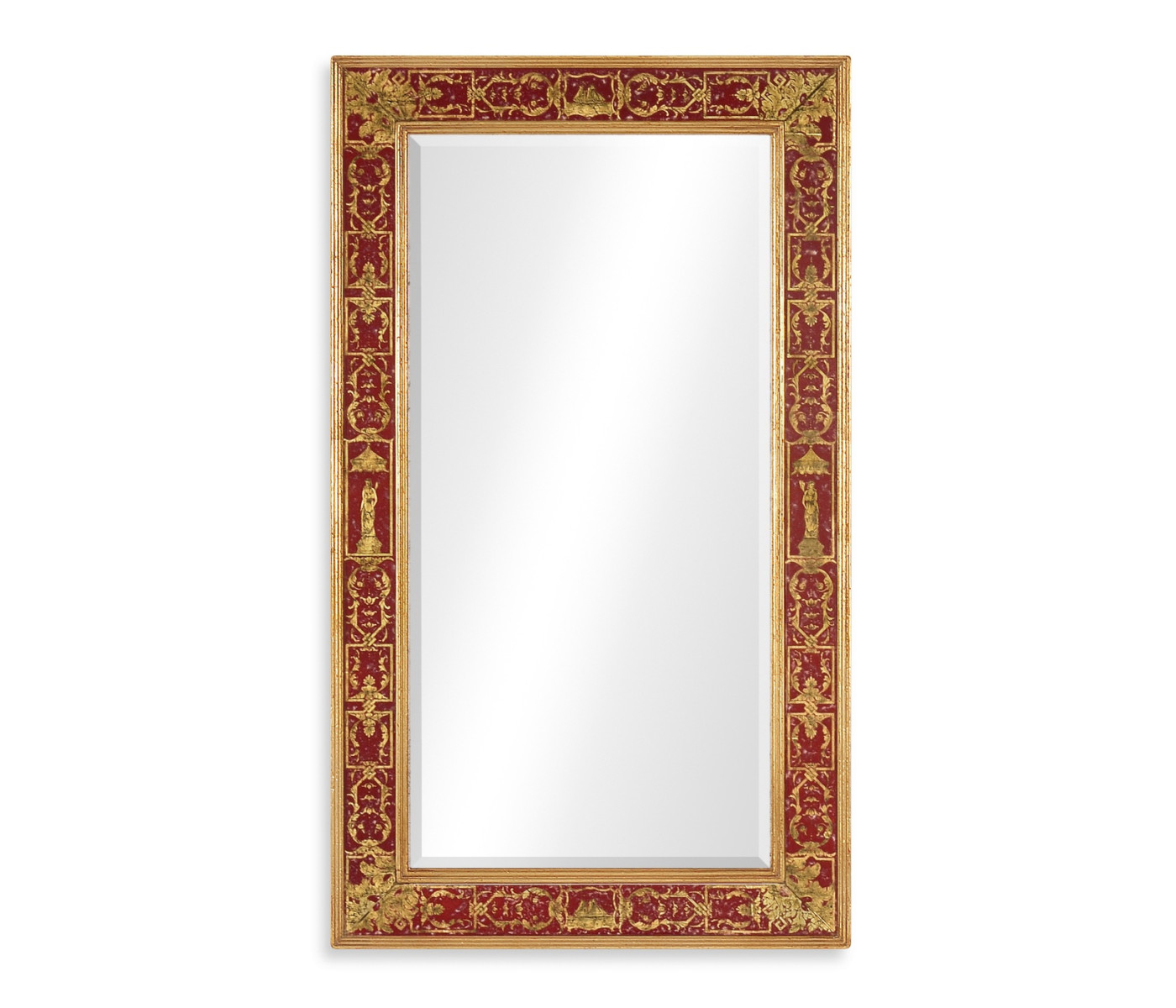 Rectangular Plain Mirror with Gilt Renaissance Decoration (Red)