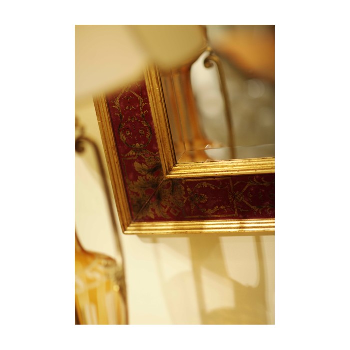 Rectangular Plain Mirror with Gilt Renaissance Decoration (Red)