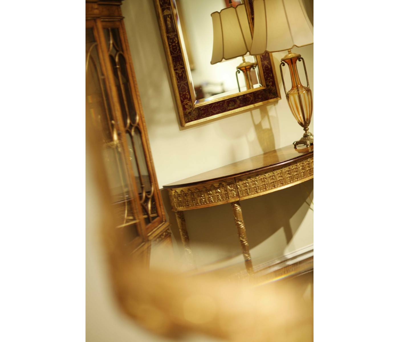 Rectangular Plain Mirror with Gilt Renaissance Decoration (Red)