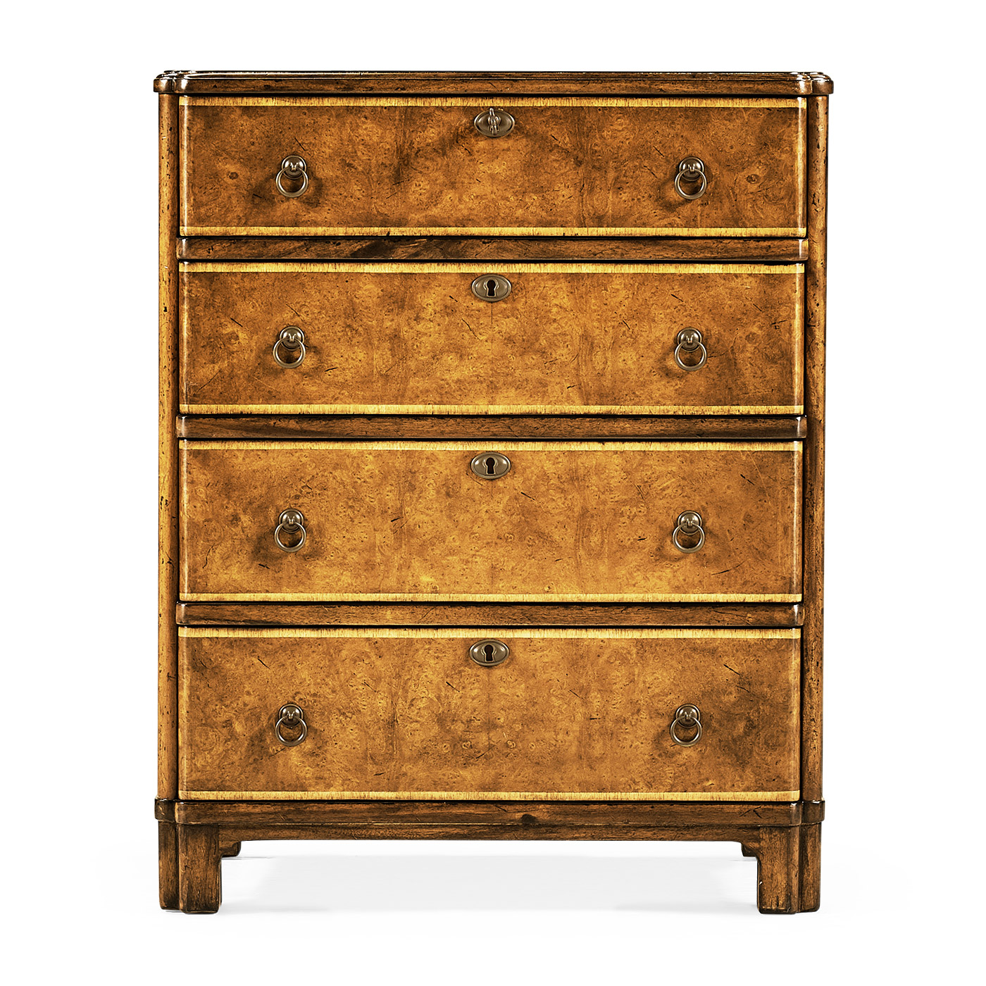 Windsor Walnut Bow Front Chest of Four Drawers