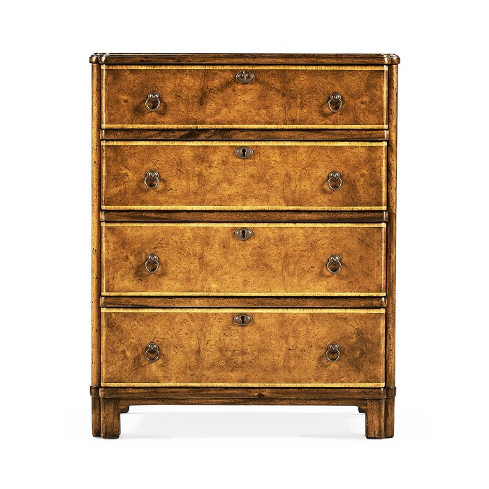 Windsor Walnut Bow Front Chest of Four Drawers