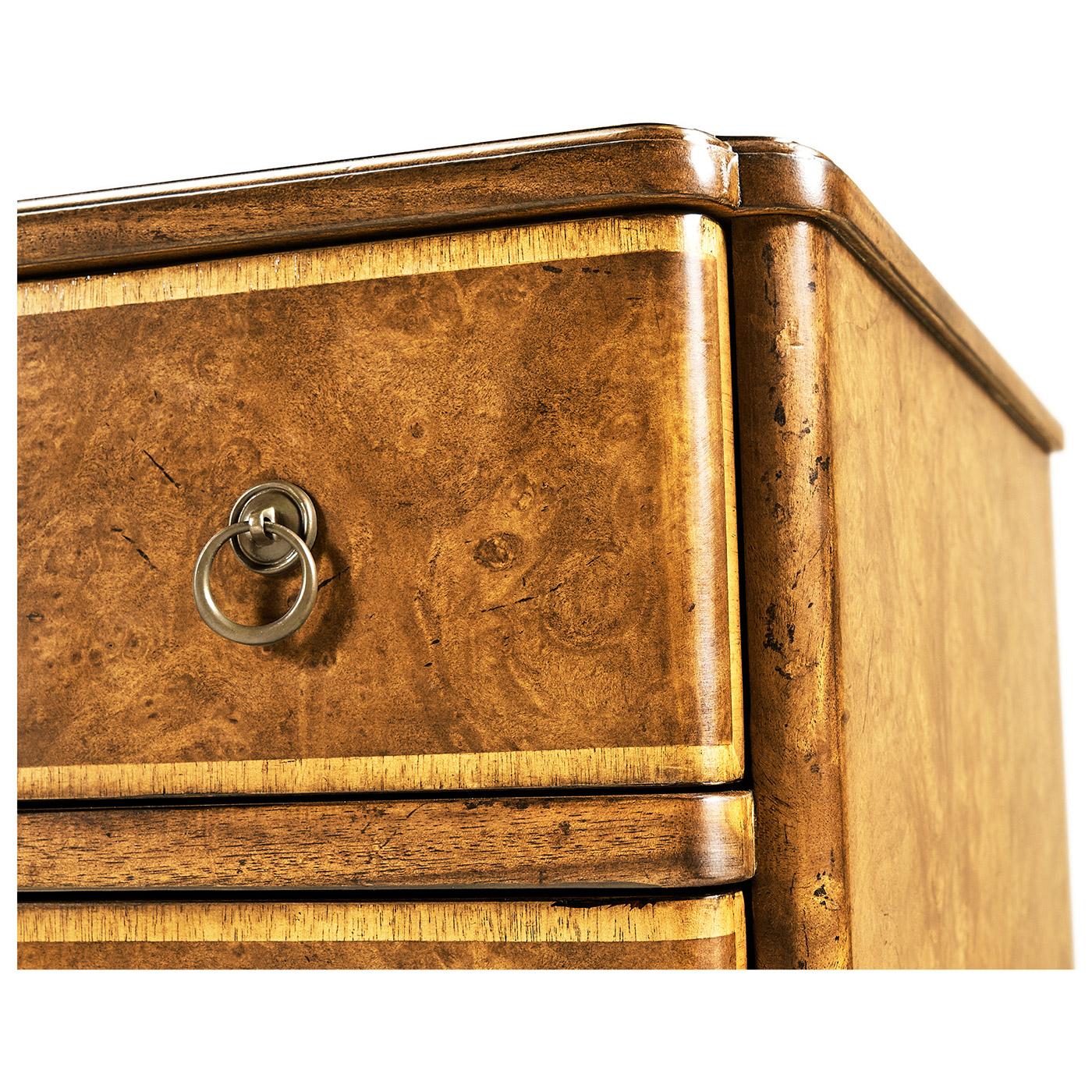 Windsor Walnut Bow Front Chest of Four Drawers