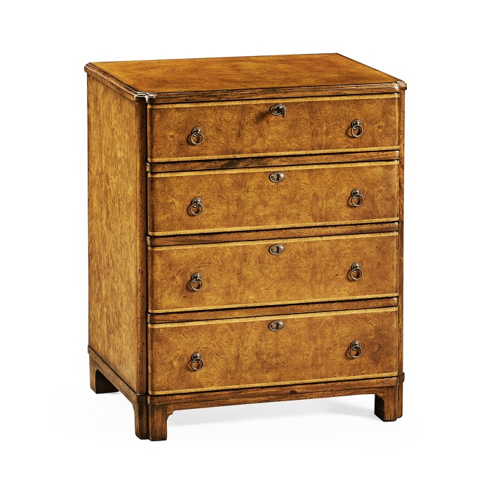 Windsor Walnut Bow Front Chest of Four Drawers