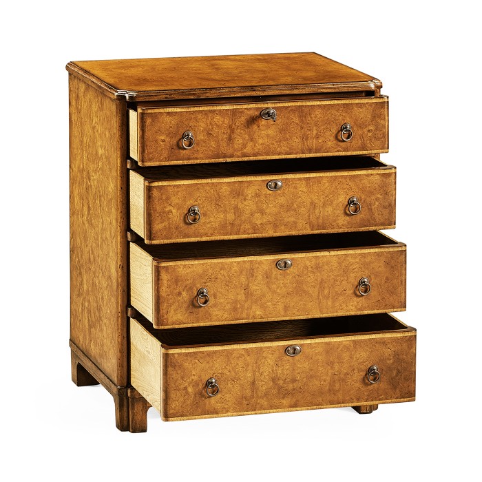 Windsor Walnut Bow Front Chest of Four Drawers