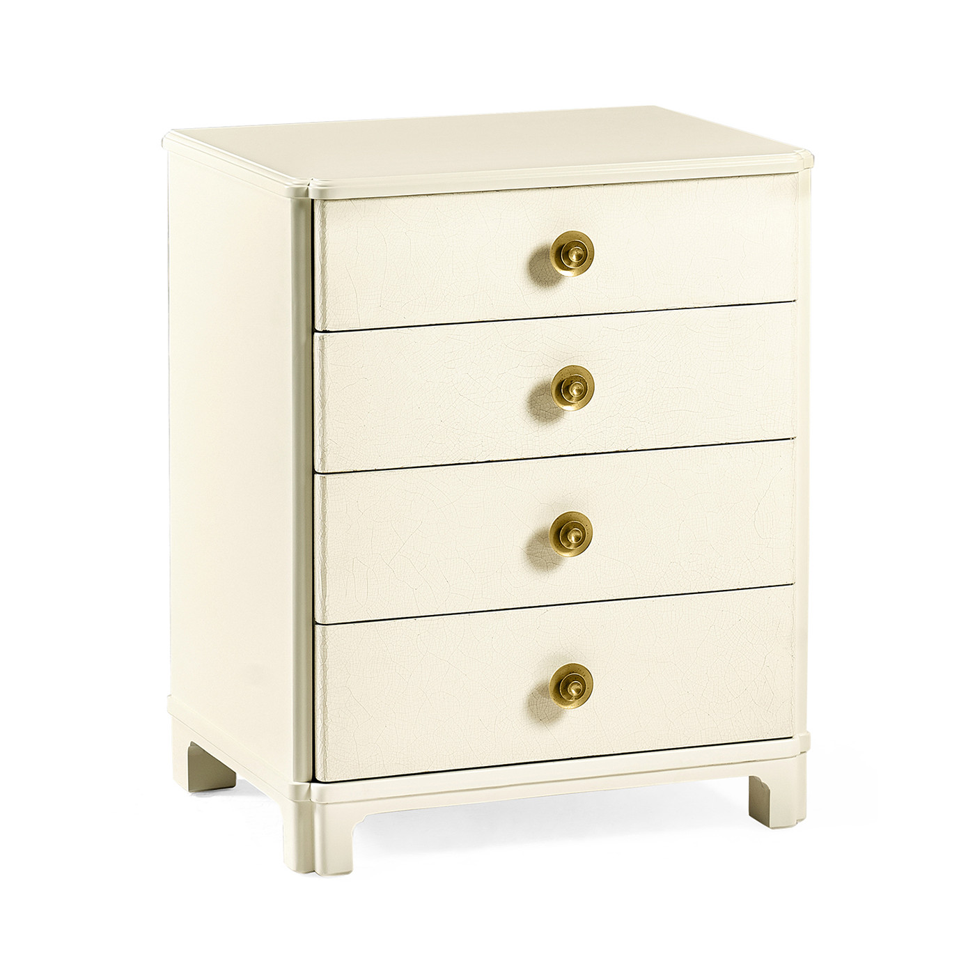 Ivory & Crackle Ceramic Lacquered Chest of Four Drawers