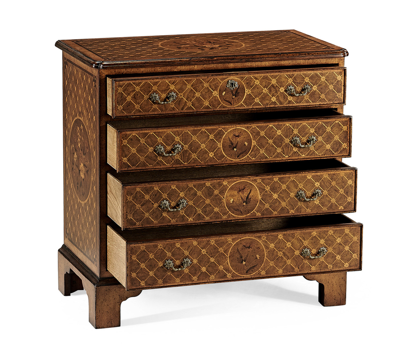 Windsor Floral Marquetry & Parquetry Small Chest of Drawers
