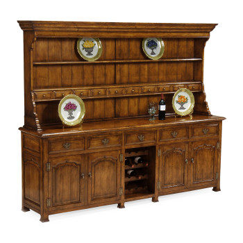 Large Walnut Welsh Dresser with Wine Rack