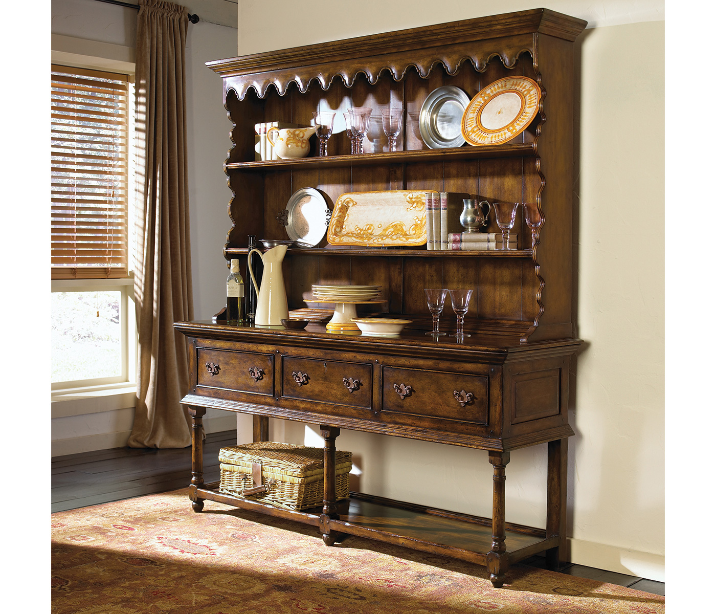 Country Walnut Open Welsh Dresser