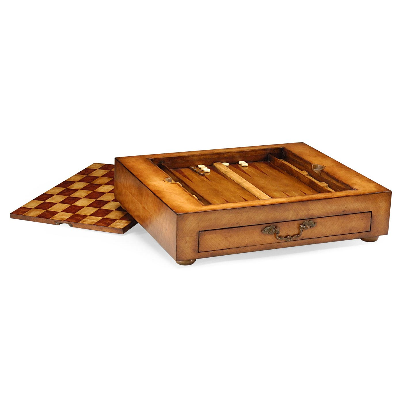 Light Walnut Games Box with Drawer