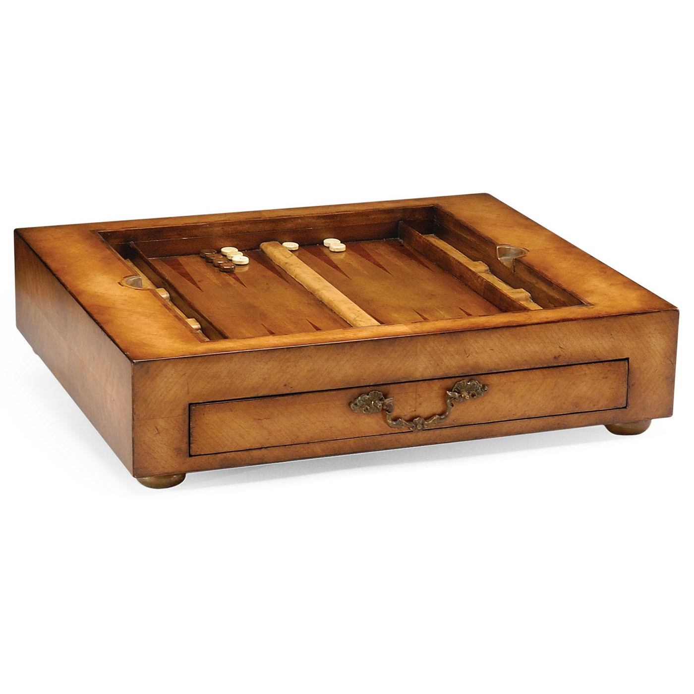 Light Walnut Games Box with Drawer