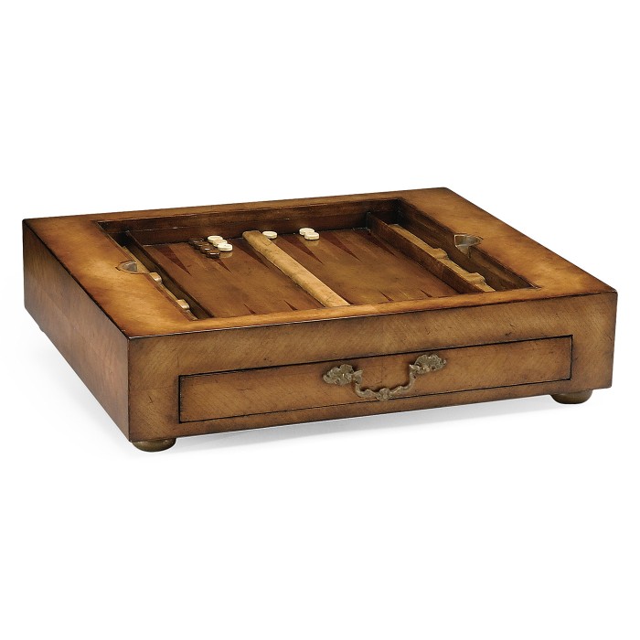 Light Walnut Games Box with Drawer