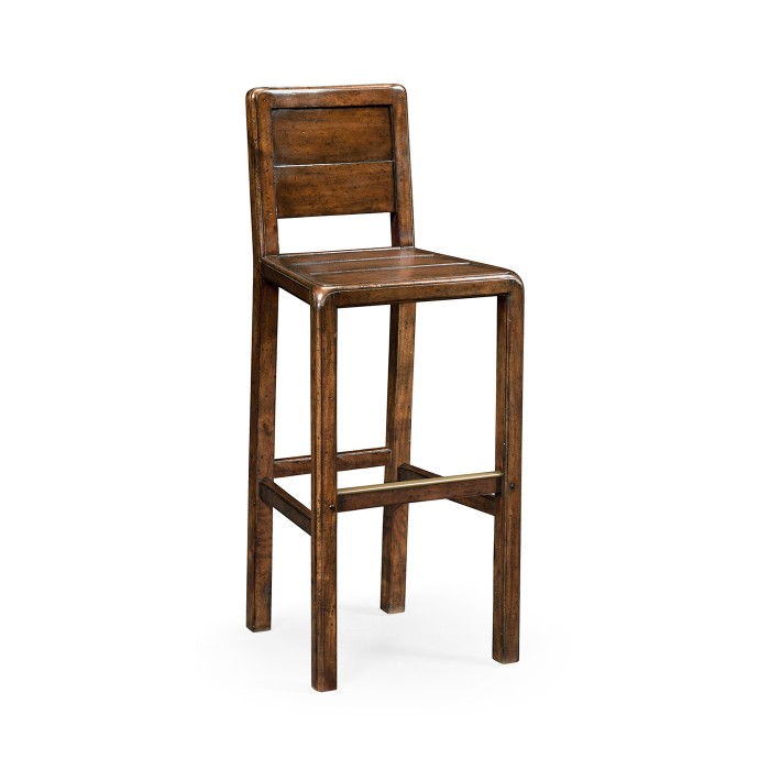 Planked Walnut Distressed Bar Stool