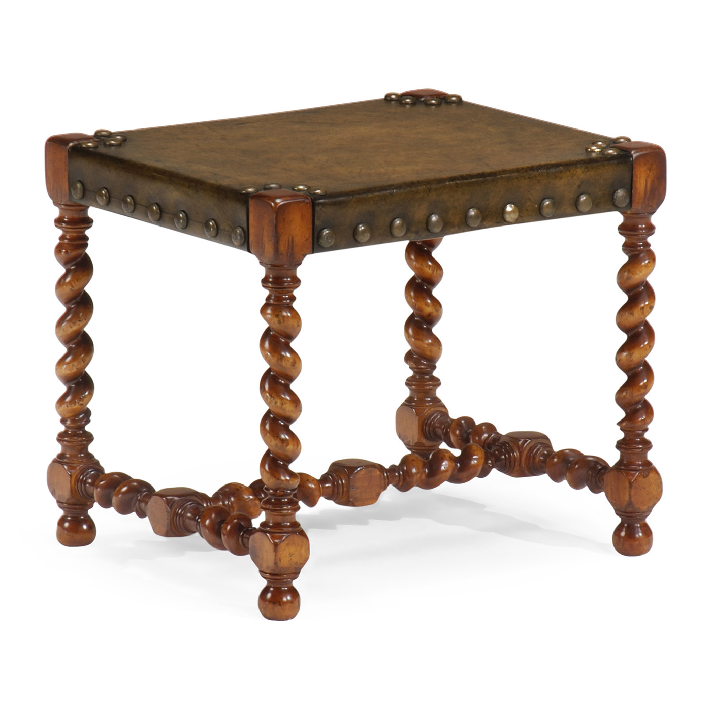 Barley Twist Turned Walnut Footstool