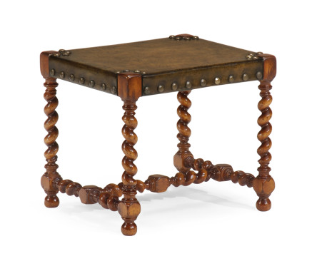 Barley Twist Turned Walnut Footstool