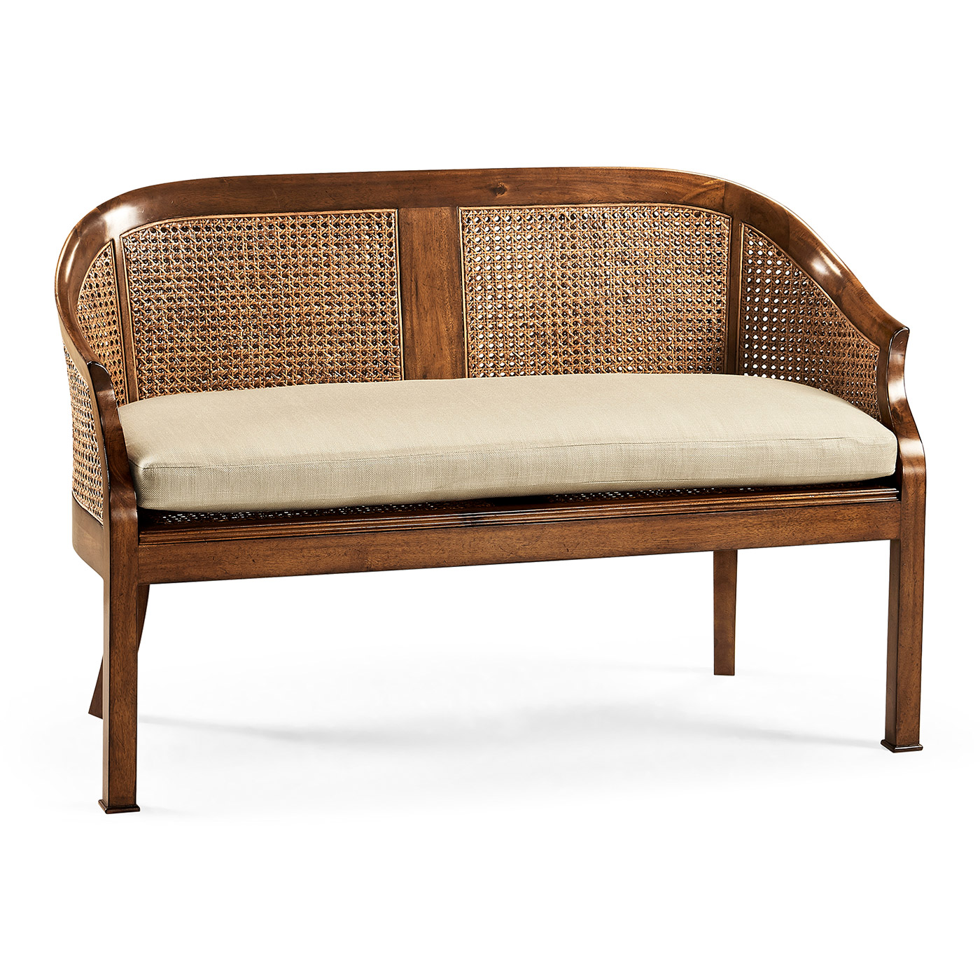 Walnut 2-Seater Salon Settee Cane Back