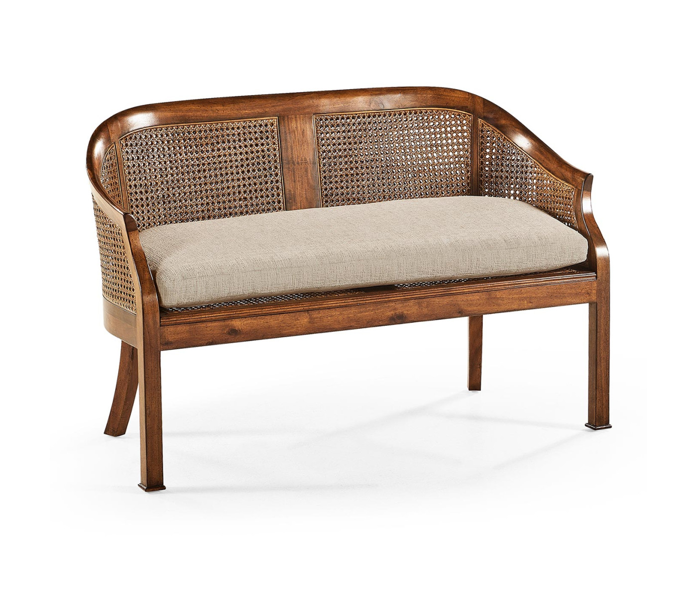 Walnut 2-Seater Salon Settee Cane Back