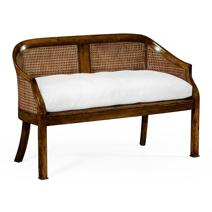 Walnut 2-Seater Salon Settee Cane Back
