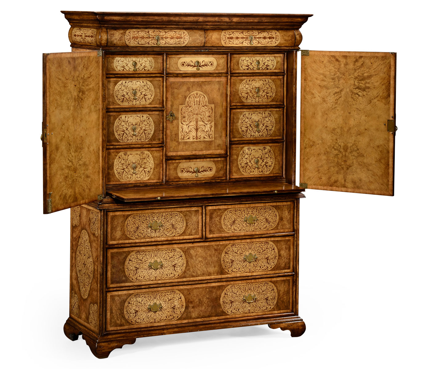 Light Walnut & Seaweed Escritoire Cabinet