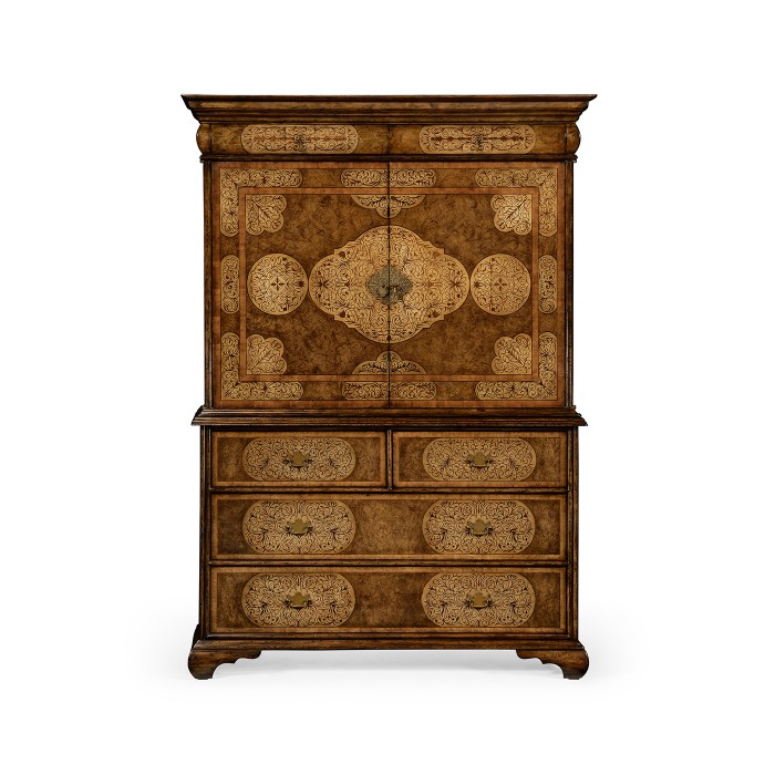 Light Walnut & Seaweed Escritoire Cabinet