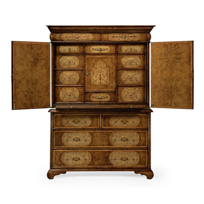 Light Walnut & Seaweed Escritoire Cabinet