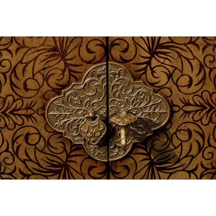 Light Walnut & Seaweed Escritoire Cabinet