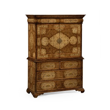 Light Walnut & Seaweed Escritoire Cabinet