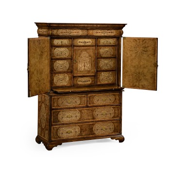 Light Walnut & Seaweed Escritoire Cabinet