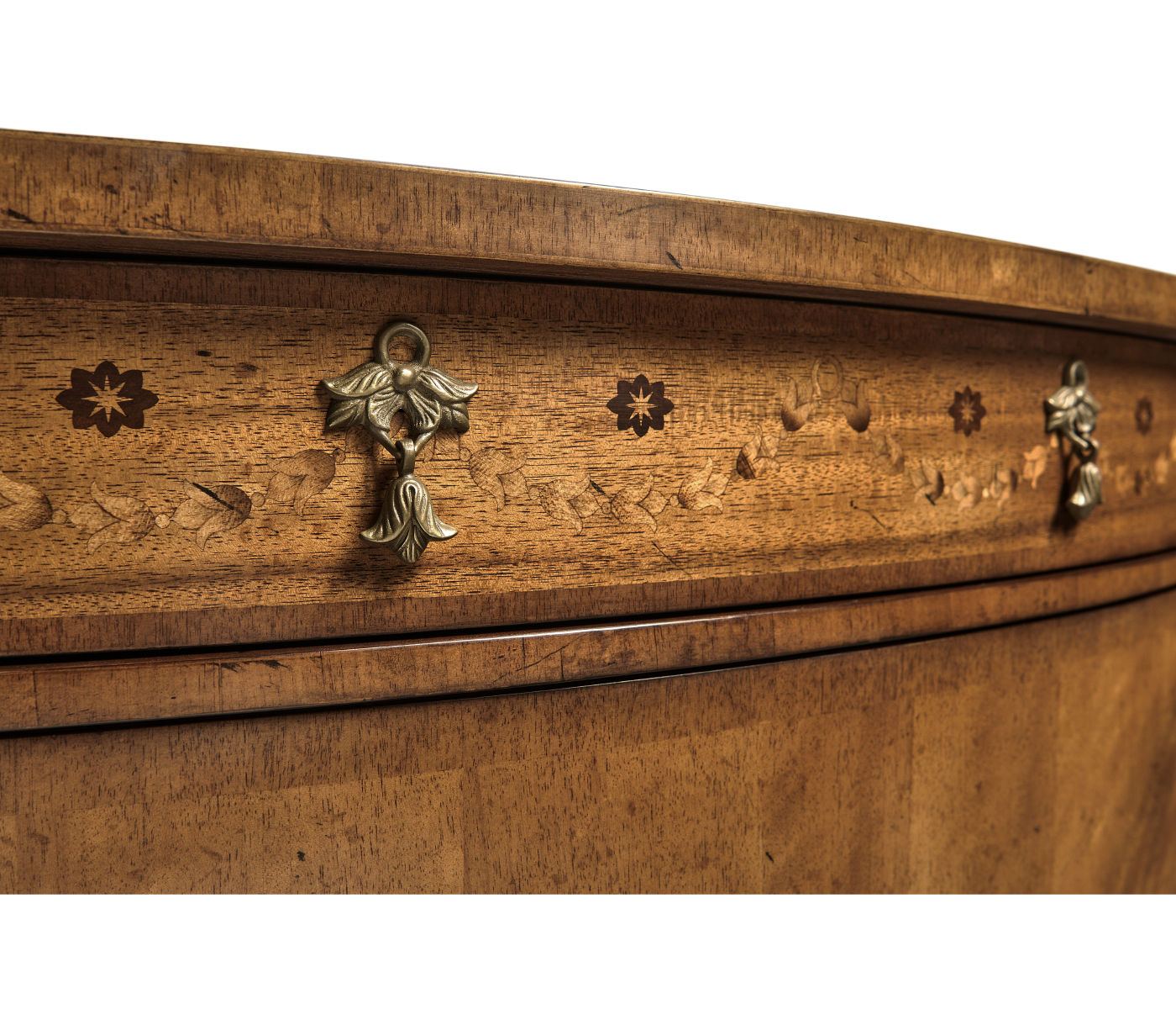 Adam Style Satinwood & Marquetry Demilune Cabinet