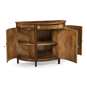 Adam Style Satinwood & Marquetry Demilune Cabinet