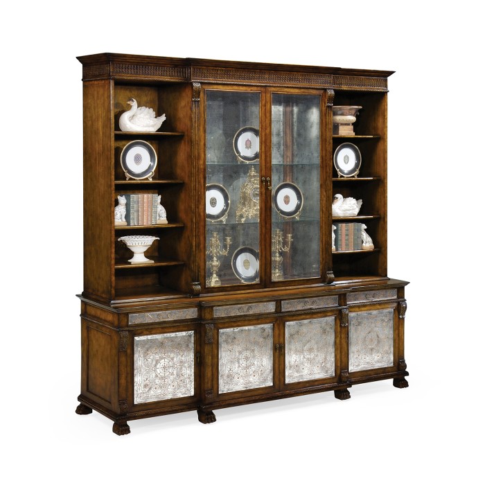 Large Breakfront Walnut & Églomisé Cabinet
