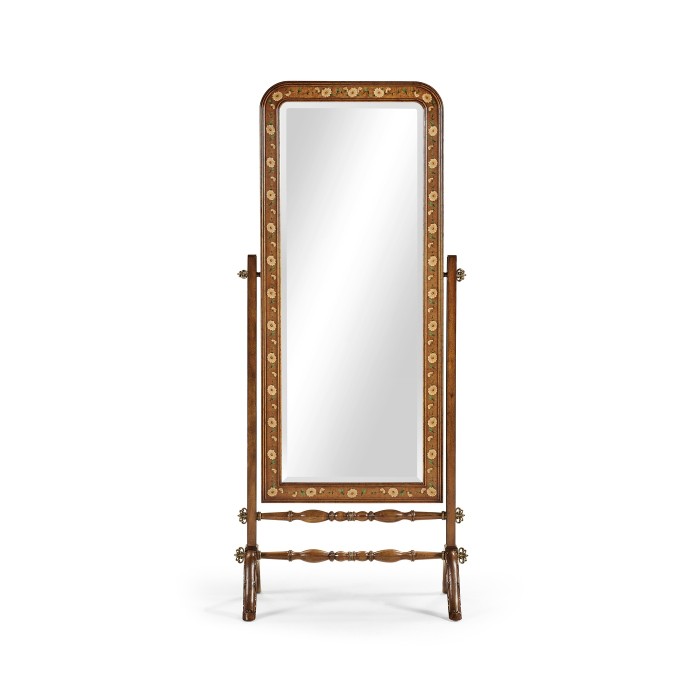 Satinwood & Painted Cheval Mirror (Full Length)