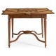 Walnut Leather Games Table with Geometric Inlays