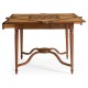 Walnut Leather Games Table with Geometric Inlays