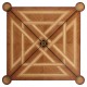 Walnut Leather Games Table with Geometric Inlays