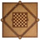 Walnut Leather Games Table with Geometric Inlays