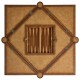 Walnut Leather Games Table with Geometric Inlays
