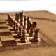 Walnut Leather Games Table with Geometric Inlays