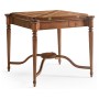 Walnut Leather Games Table with Geometric Inlays