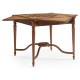 Walnut Leather Games Table with Geometric Inlays