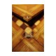 Walnut Leather Games Table with Geometric Inlays