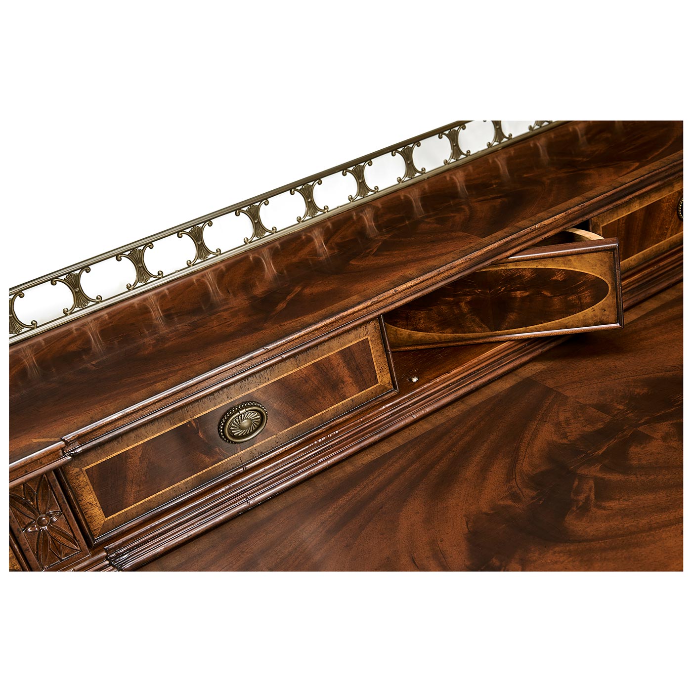 Buffet or Serving Table with Brass Gallery (Mahogany)