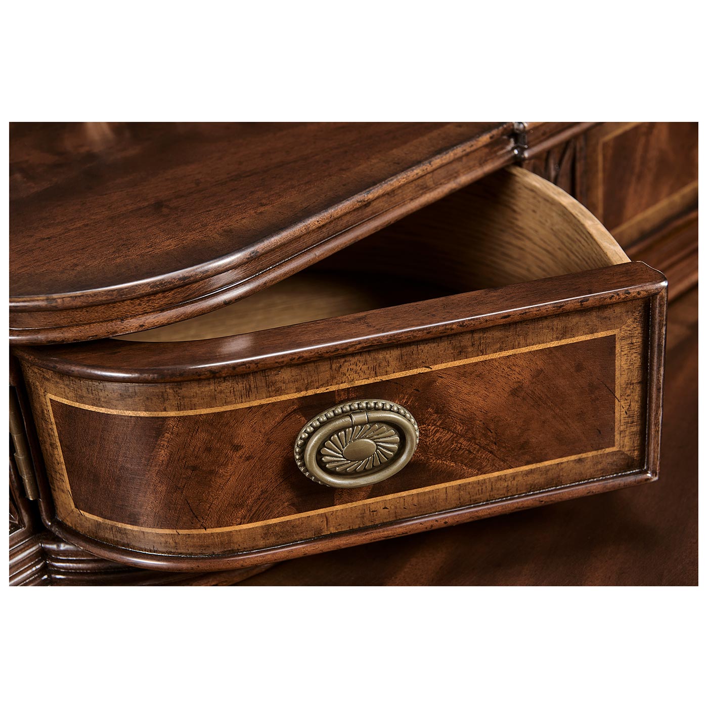 Buffet or Serving Table with Brass Gallery (Mahogany)