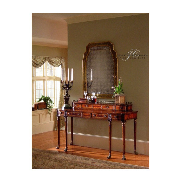 Buffet or Serving Table with Brass Gallery (Mahogany)