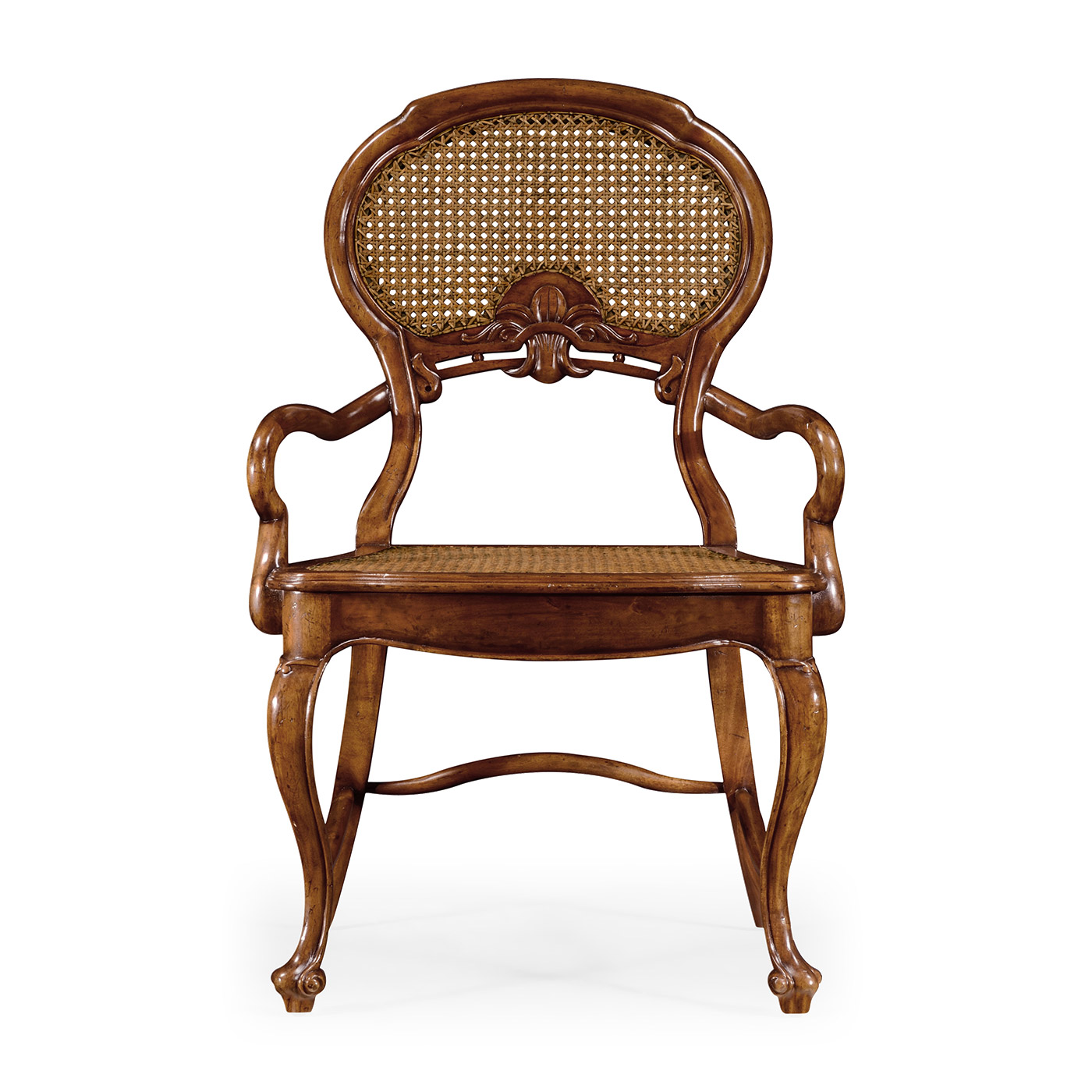 French Style Salon Arm Chair with Caned Back