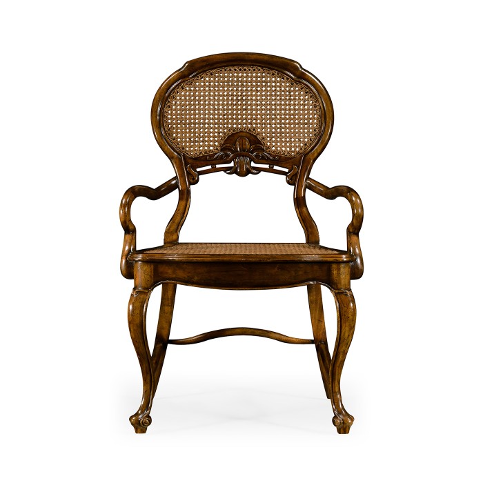 French Style Salon Arm Chair with Caned Back