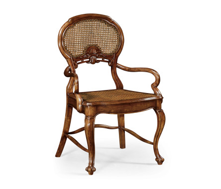 French Style Salon Arm Chair with Caned Back