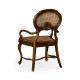 French Style Salon Arm Chair with Caned Back