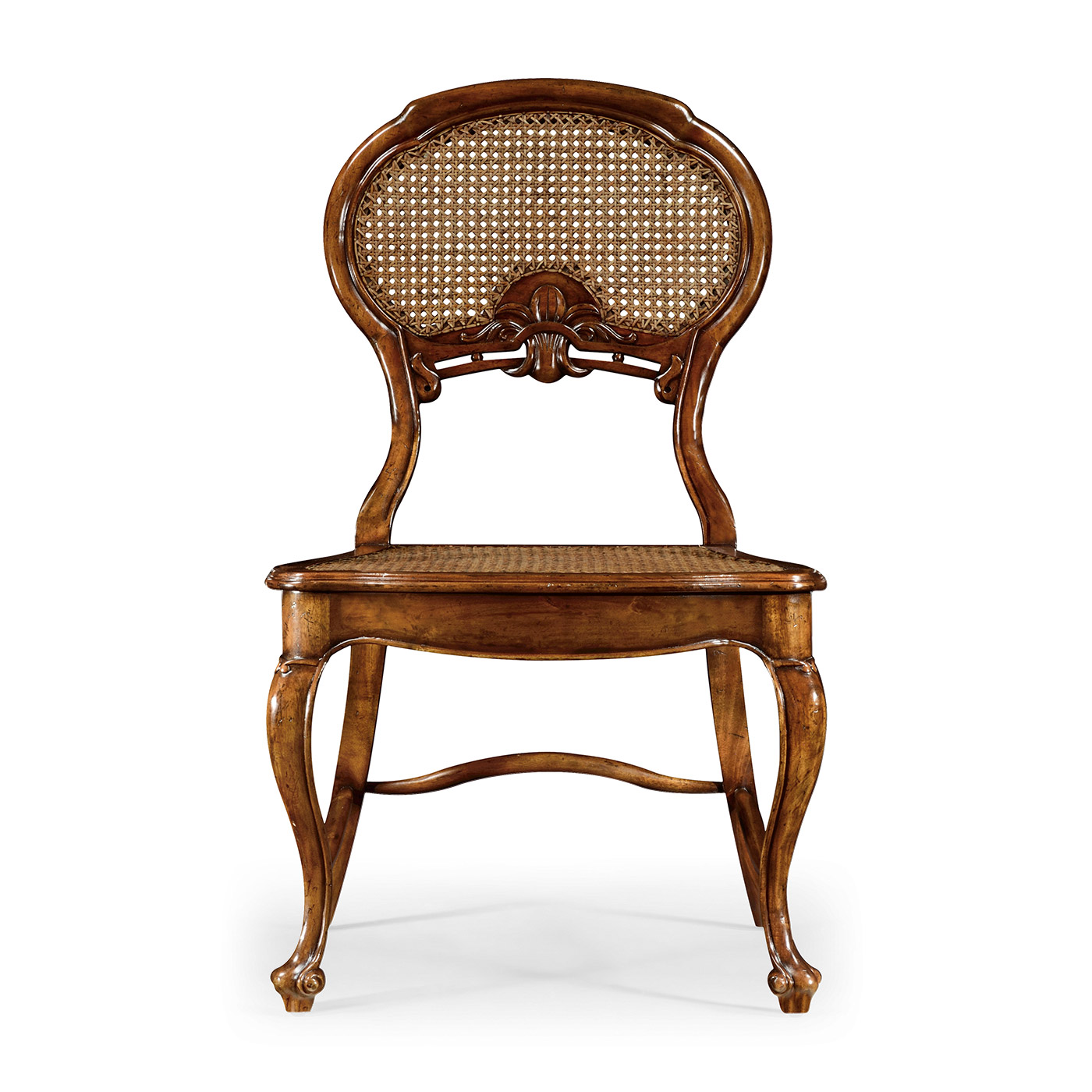 French Style Salon Side Chair with Caned Back